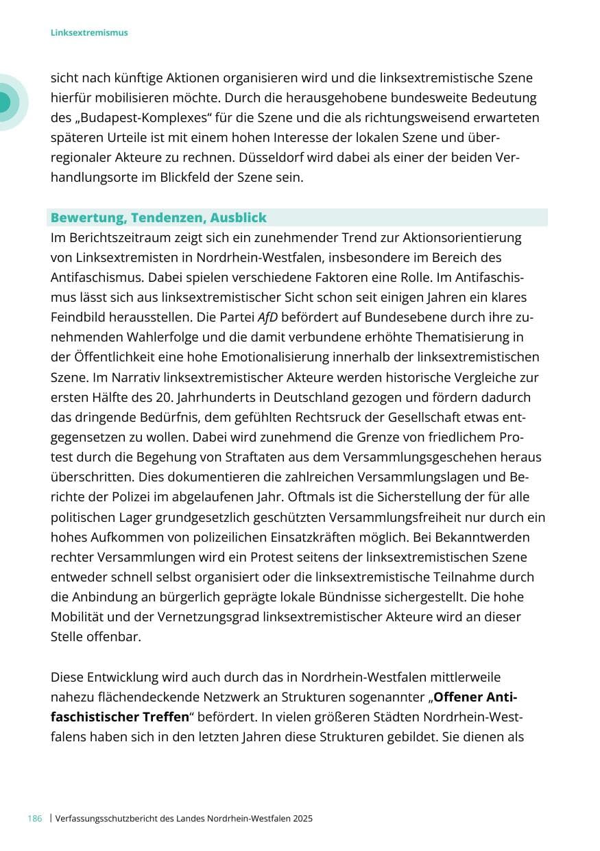 Seite 186 des Verfassungsschutzbericht 2025 Nordrhein-Westfalen