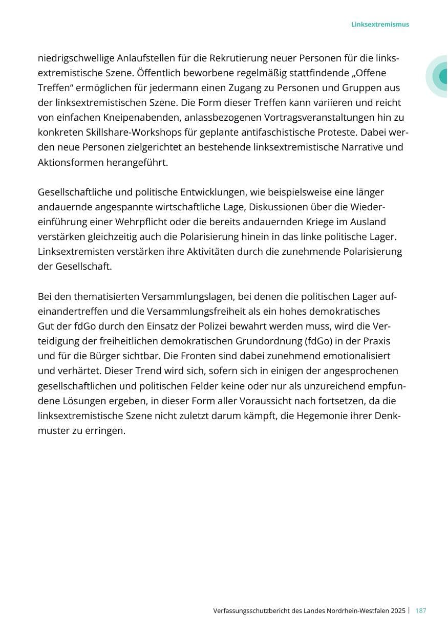 Seite 187 des Verfassungsschutzbericht 2025 Nordrhein-Westfalen