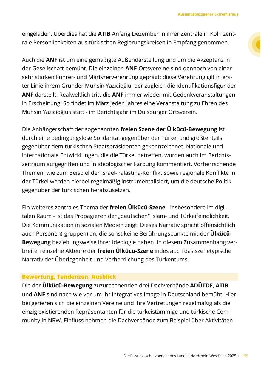 Seite 199 des Verfassungsschutzbericht 2025 Nordrhein-Westfalen