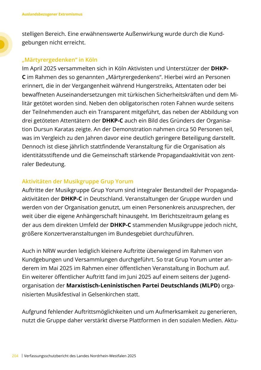 Seite 204 des Verfassungsschutzbericht 2025 Nordrhein-Westfalen