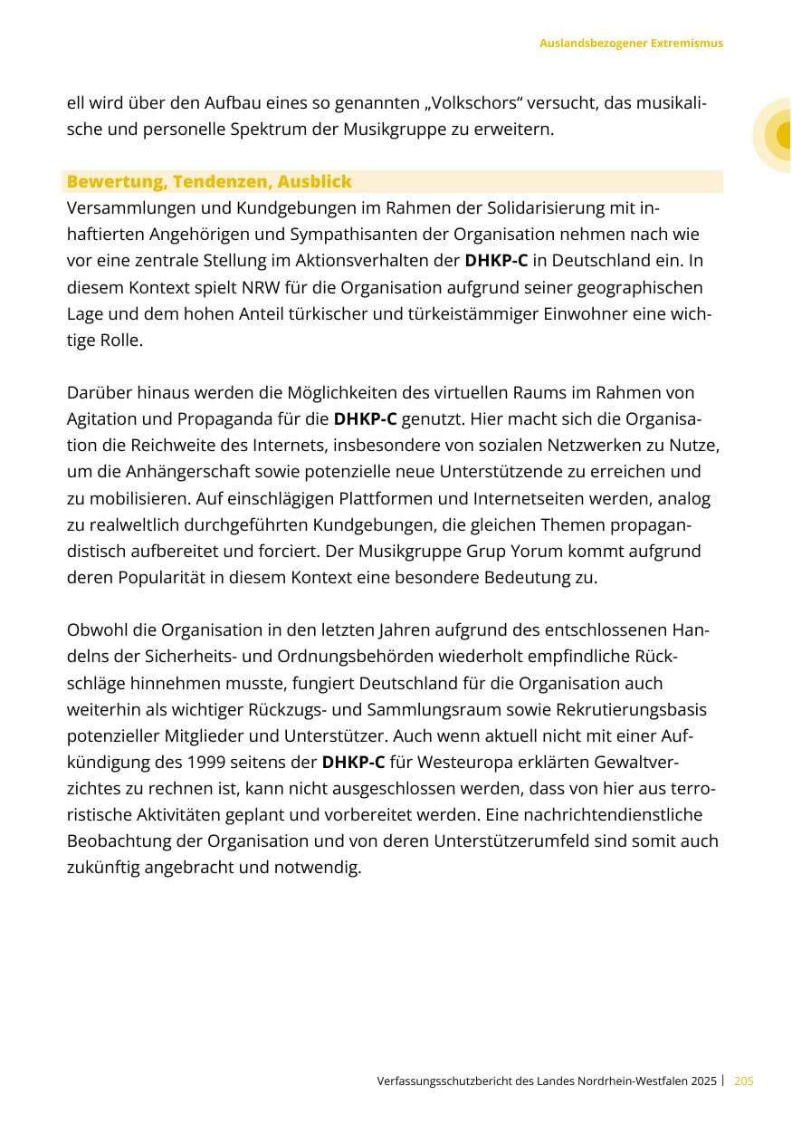 Seite 205 des Verfassungsschutzbericht 2025 Nordrhein-Westfalen