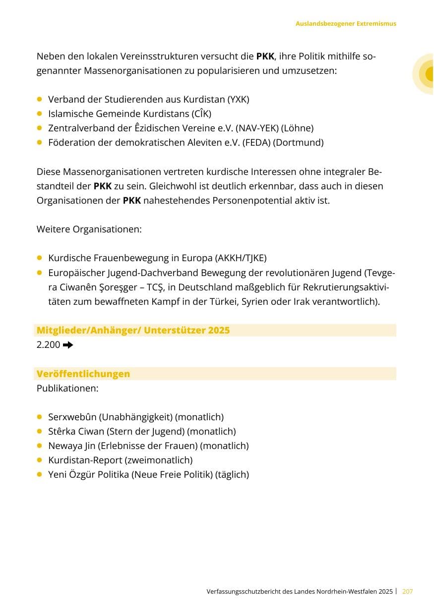 Seite 207 des Verfassungsschutzbericht 2025 Nordrhein-Westfalen