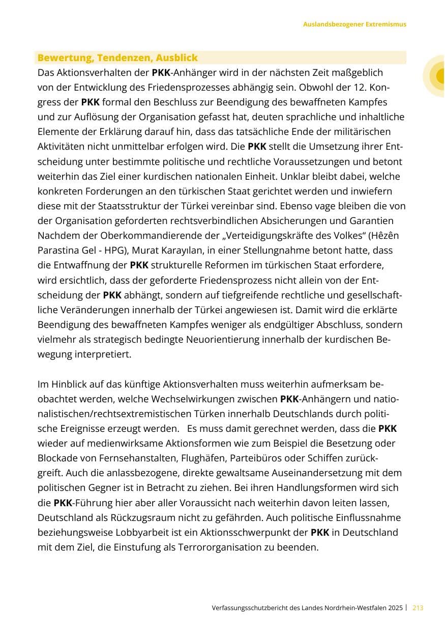 Seite 213 des Verfassungsschutzbericht 2025 Nordrhein-Westfalen