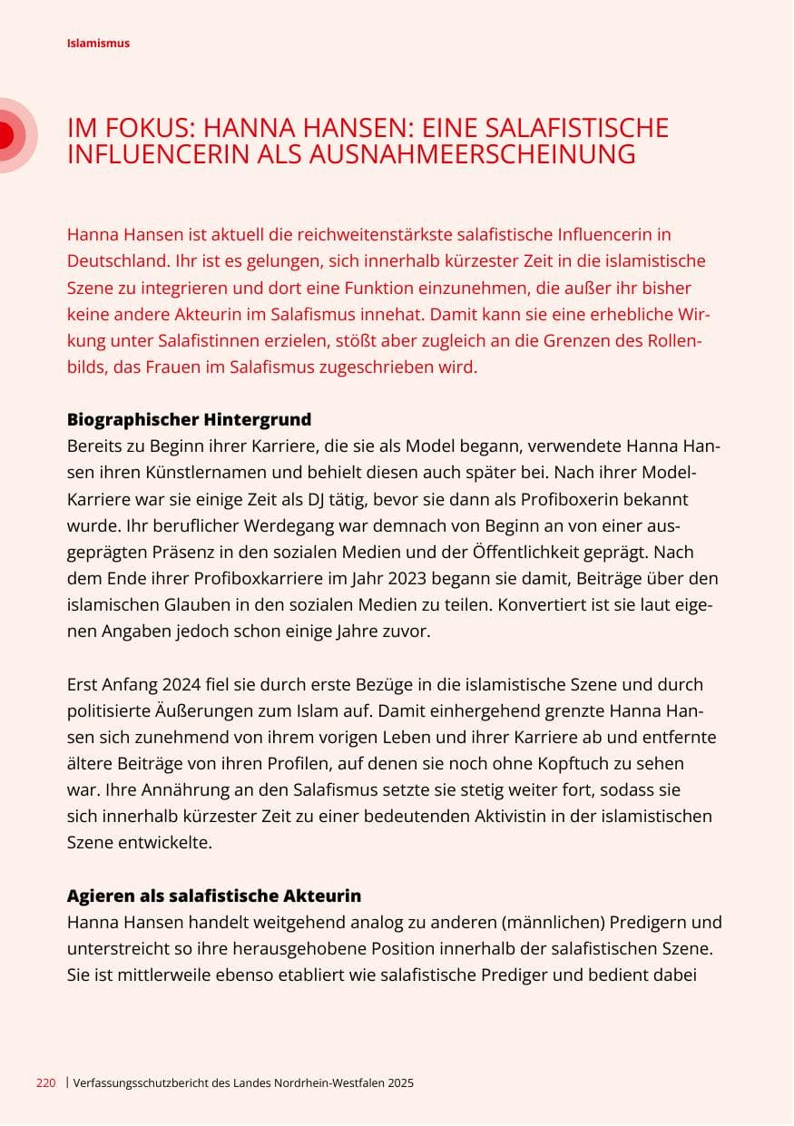 Seite 220 des Verfassungsschutzbericht 2025 Nordrhein-Westfalen