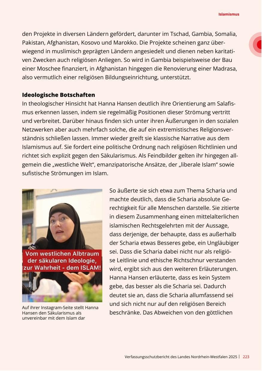 Seite 223 des Verfassungsschutzbericht 2025 Nordrhein-Westfalen