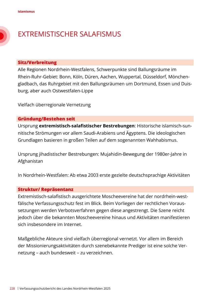 Seite 228 des Verfassungsschutzbericht 2025 Nordrhein-Westfalen