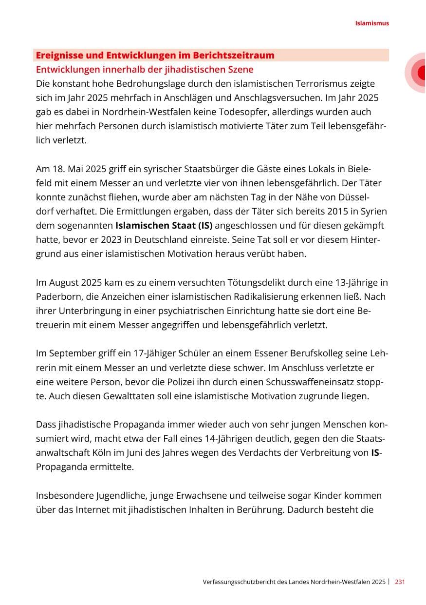 Seite 231 des Verfassungsschutzbericht 2025 Nordrhein-Westfalen