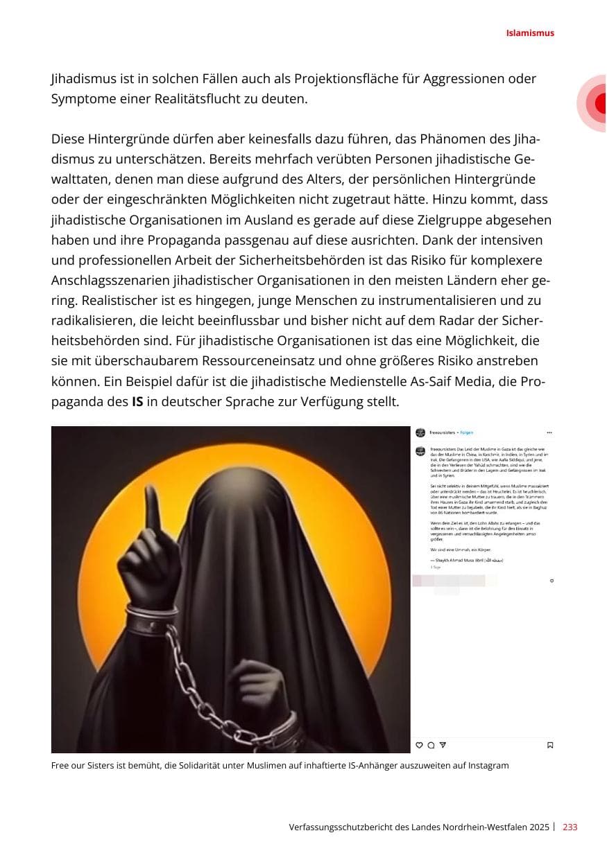 Seite 233 des Verfassungsschutzbericht 2025 Nordrhein-Westfalen
