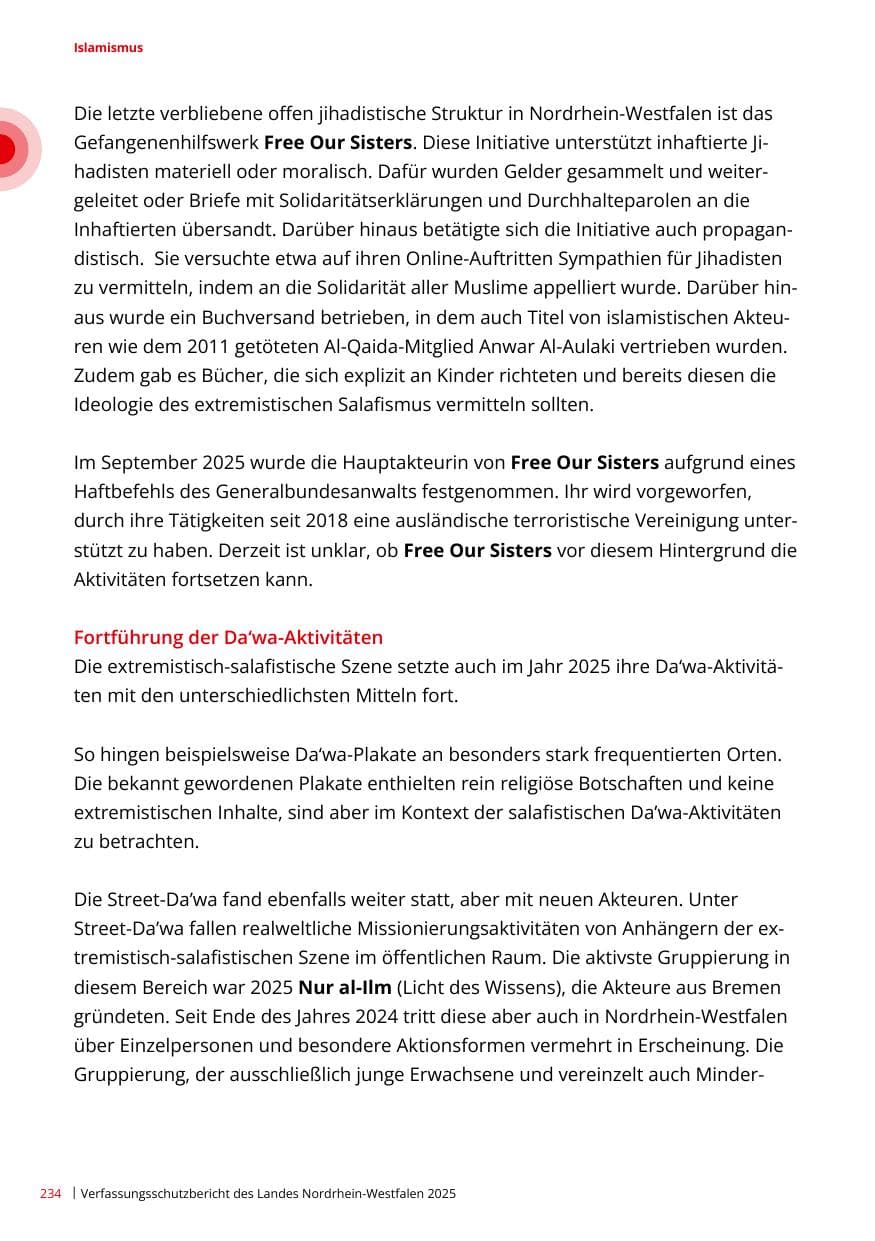 Seite 234 des Verfassungsschutzbericht 2025 Nordrhein-Westfalen