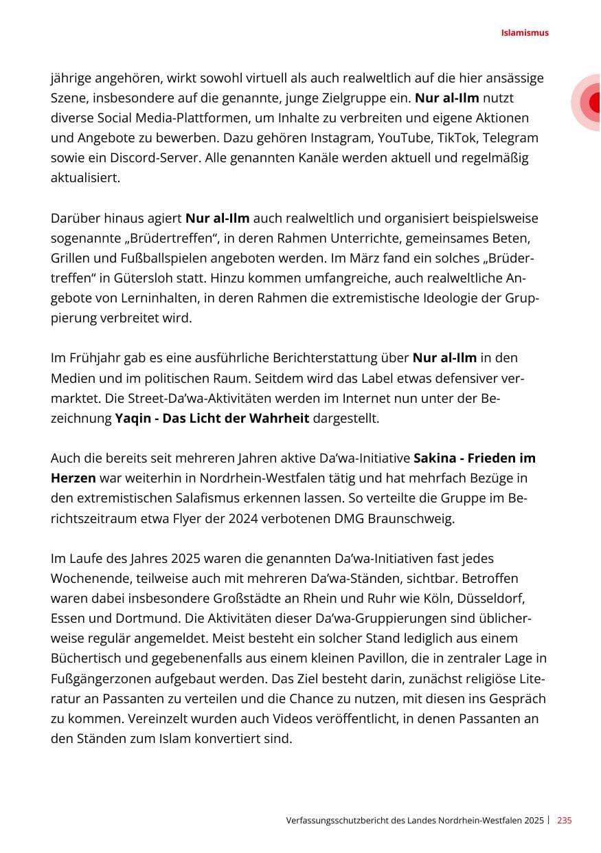 Seite 235 des Verfassungsschutzbericht 2025 Nordrhein-Westfalen
