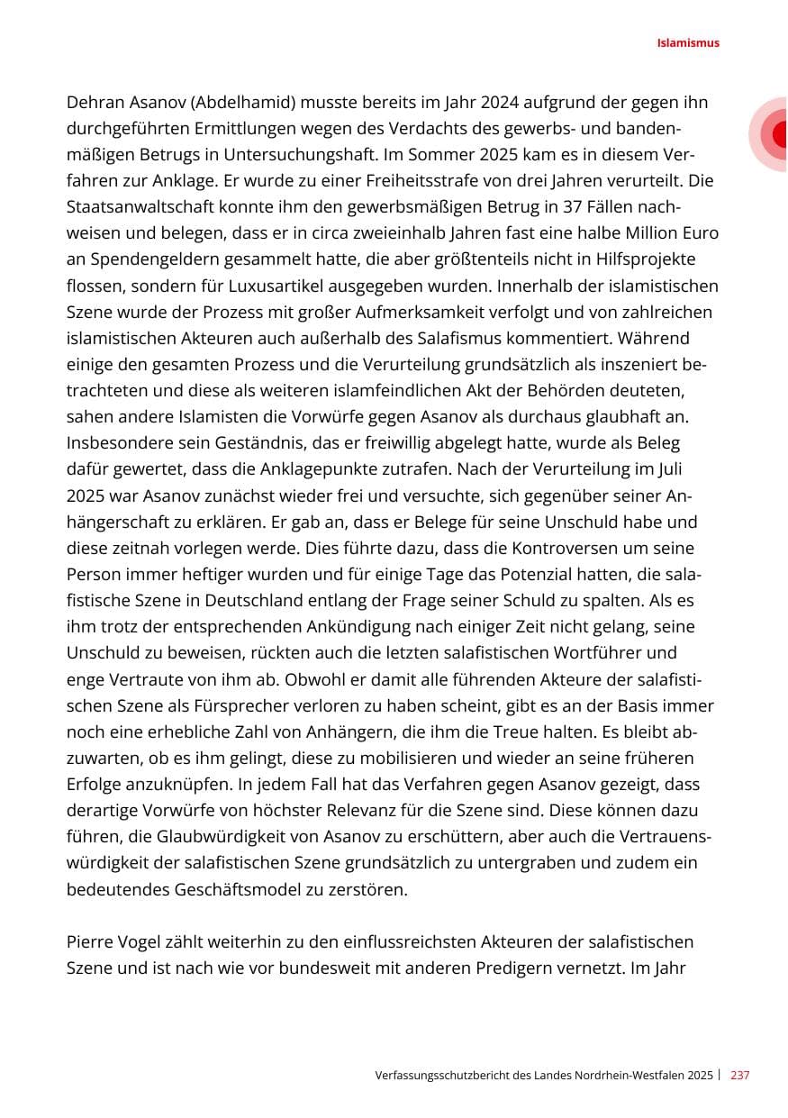 Seite 237 des Verfassungsschutzbericht 2025 Nordrhein-Westfalen