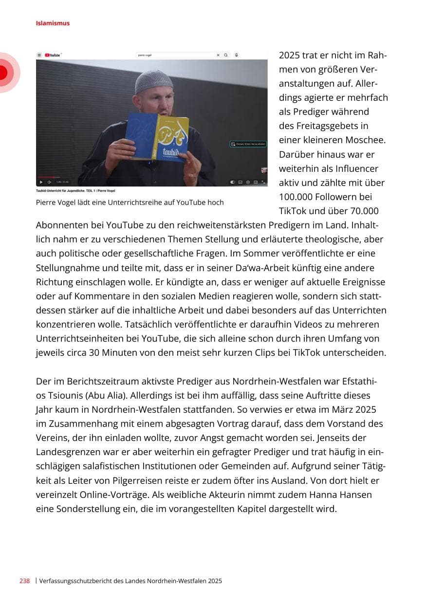 Seite 238 des Verfassungsschutzbericht 2025 Nordrhein-Westfalen