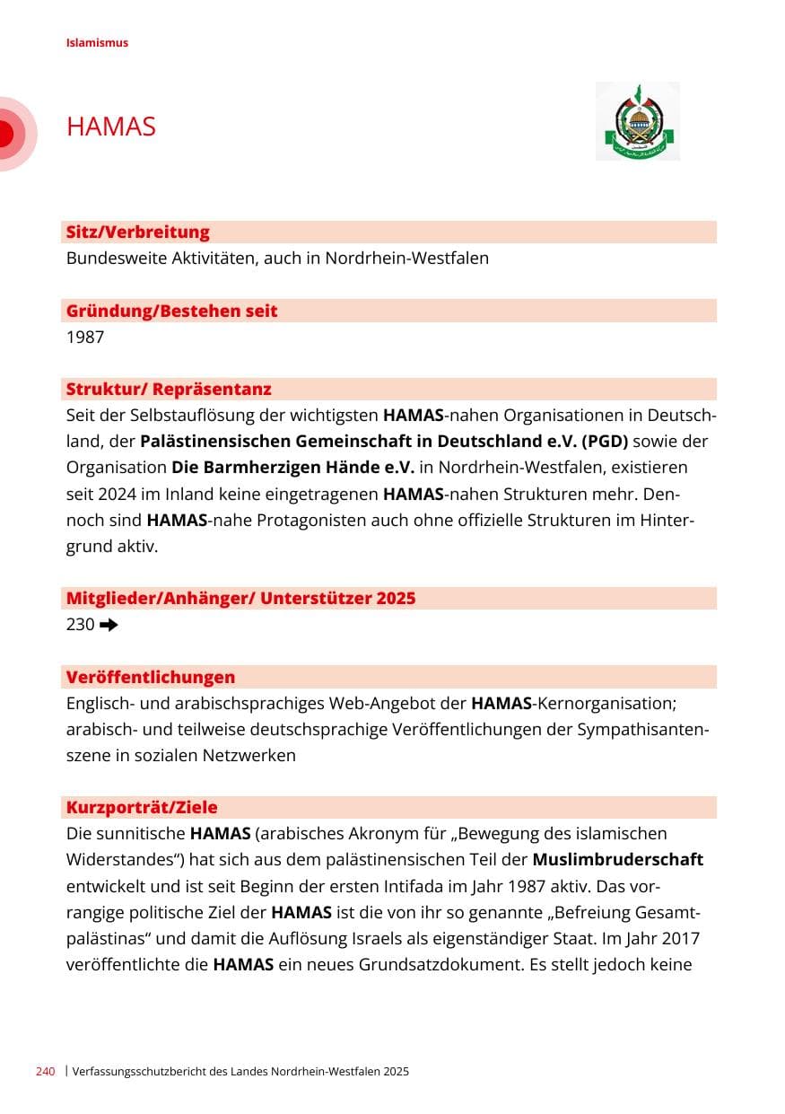 Seite 240 des Verfassungsschutzbericht 2025 Nordrhein-Westfalen