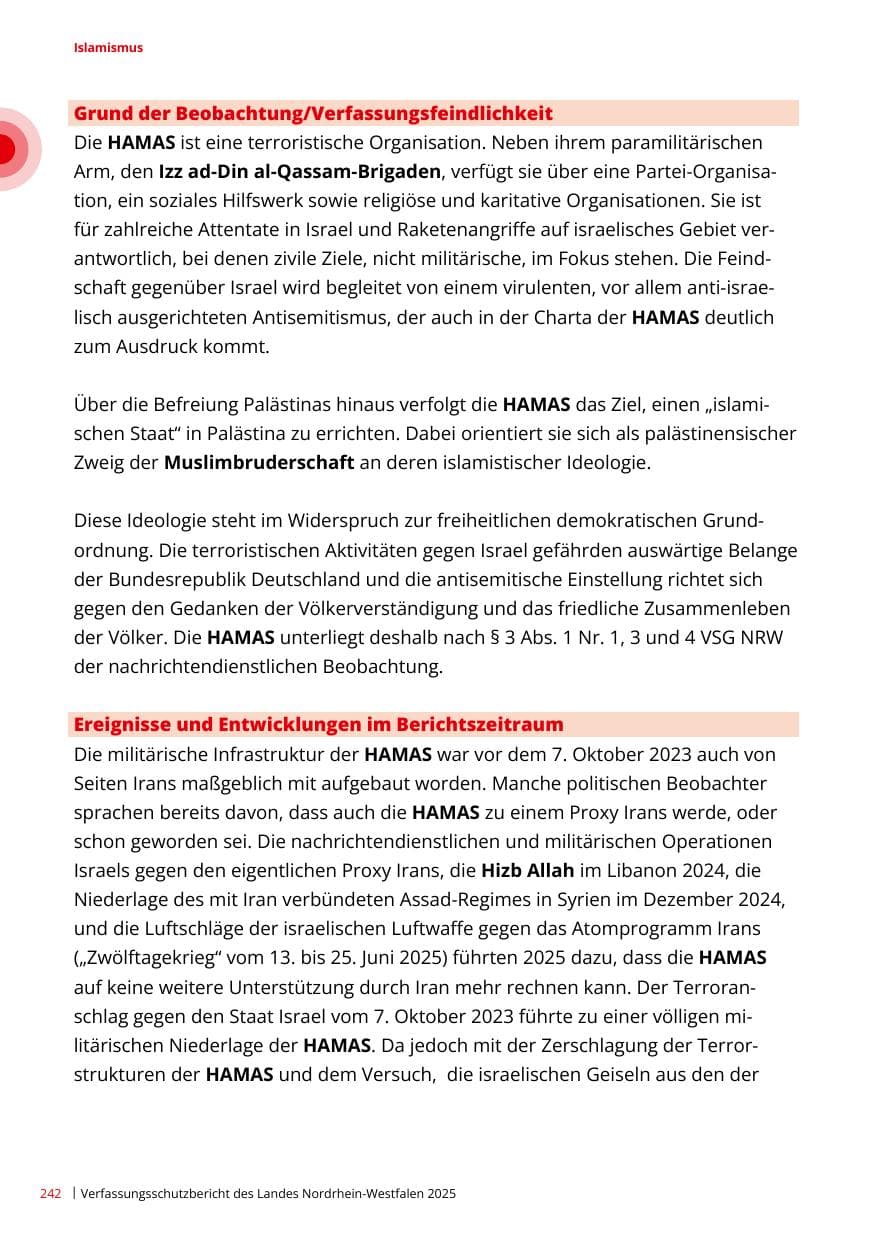 Seite 242 des Verfassungsschutzbericht 2025 Nordrhein-Westfalen