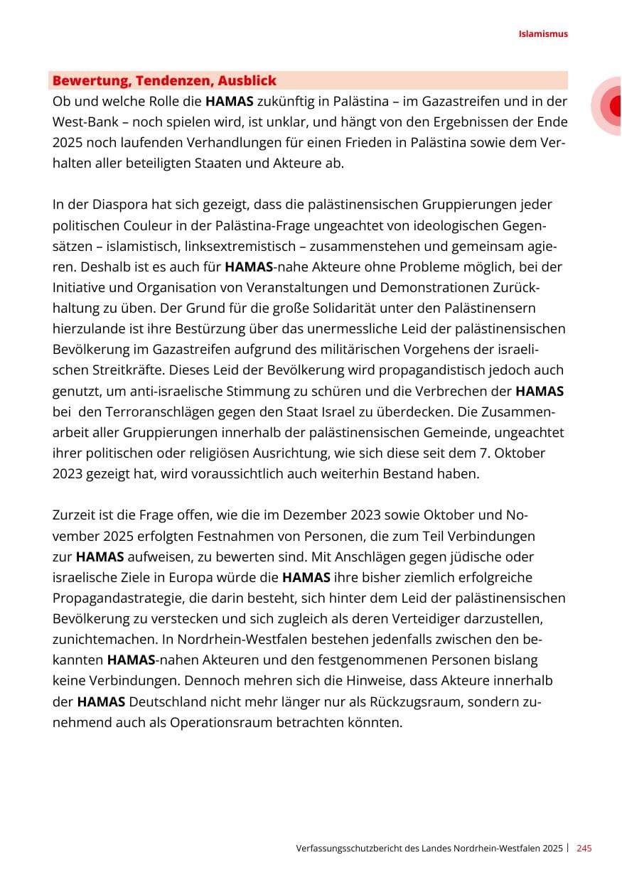 Seite 245 des Verfassungsschutzbericht 2025 Nordrhein-Westfalen