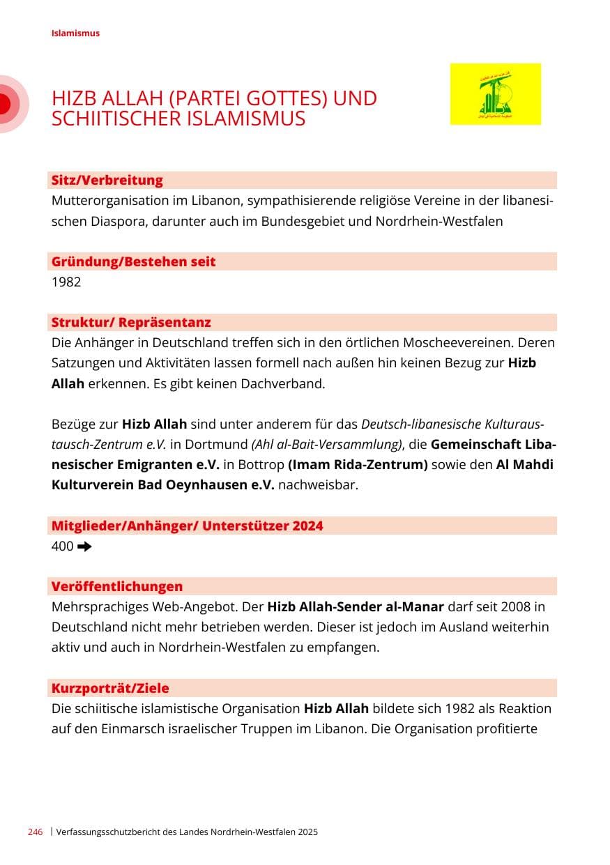 Seite 246 des Verfassungsschutzbericht 2025 Nordrhein-Westfalen