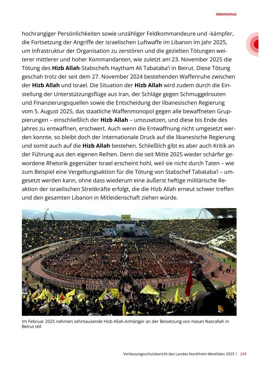 Seite 249 des Verfassungsschutzbericht 2025 Nordrhein-Westfalen
