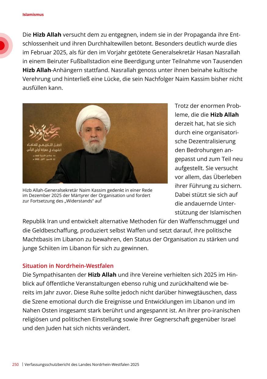 Seite 250 des Verfassungsschutzbericht 2025 Nordrhein-Westfalen