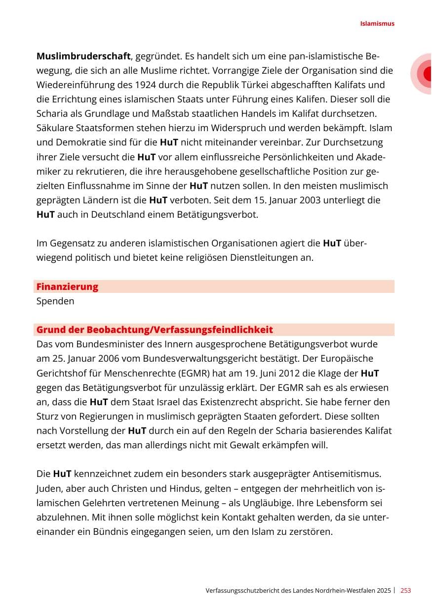Seite 253 des Verfassungsschutzbericht 2025 Nordrhein-Westfalen