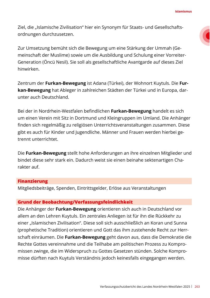 Seite 263 des Verfassungsschutzbericht 2025 Nordrhein-Westfalen