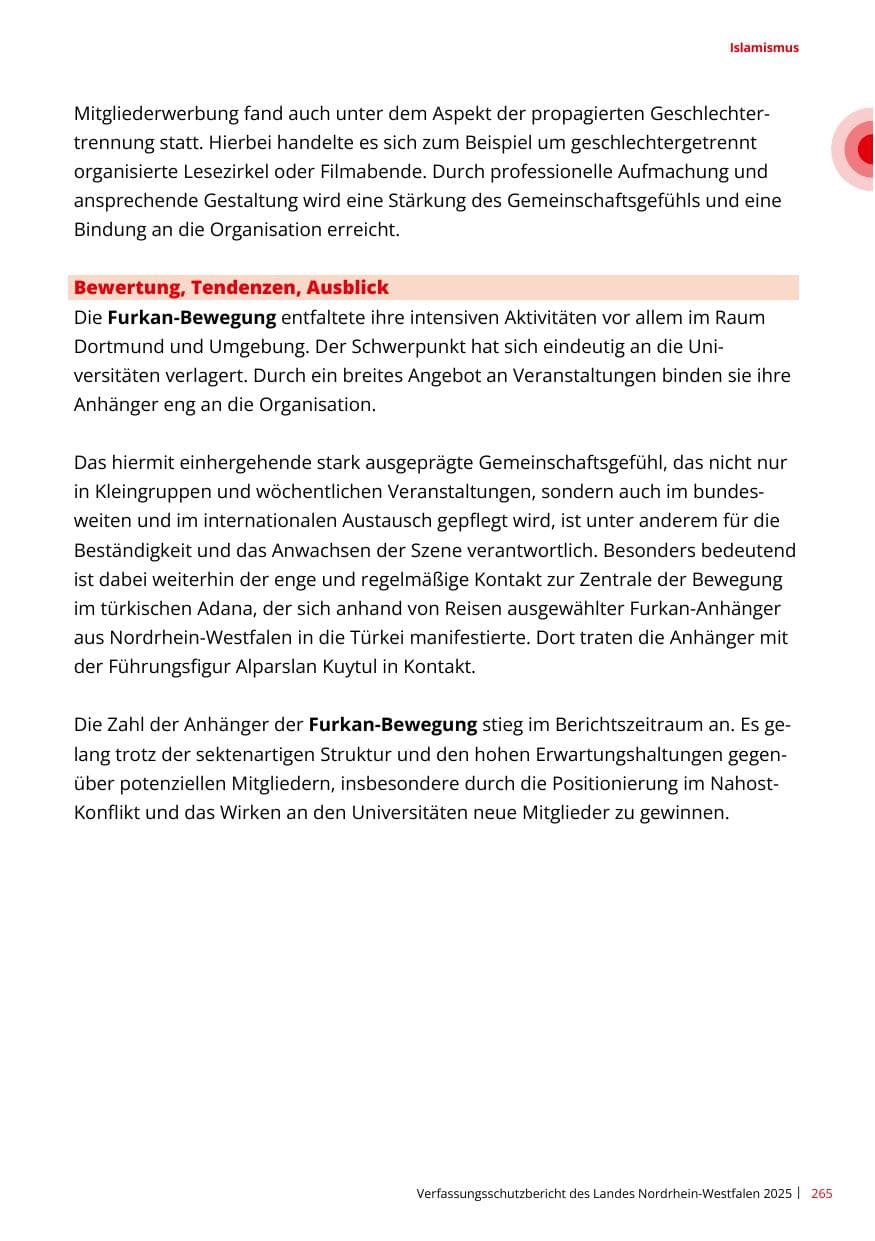 Seite 265 des Verfassungsschutzbericht 2025 Nordrhein-Westfalen