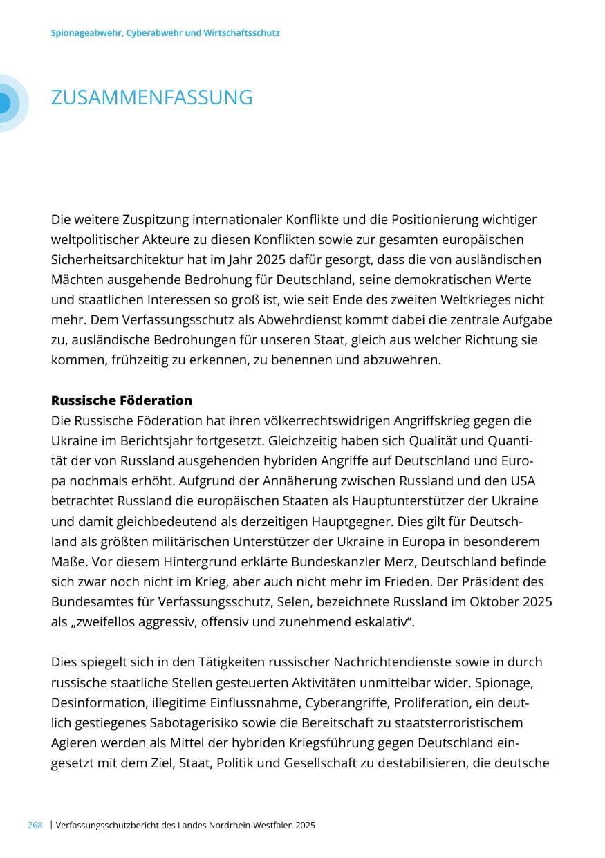 Seite 268 des Verfassungsschutzbericht 2025 Nordrhein-Westfalen
