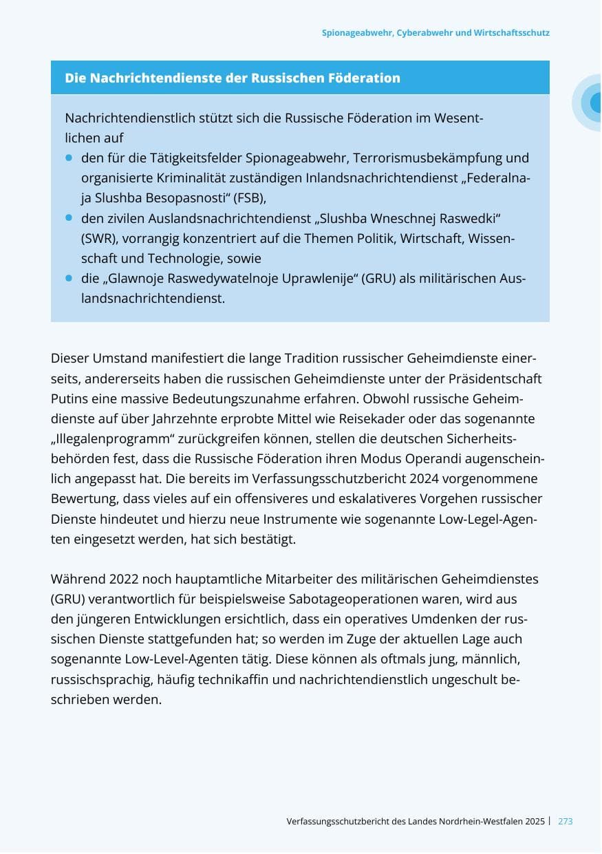 Seite 273 des Verfassungsschutzbericht 2025 Nordrhein-Westfalen
