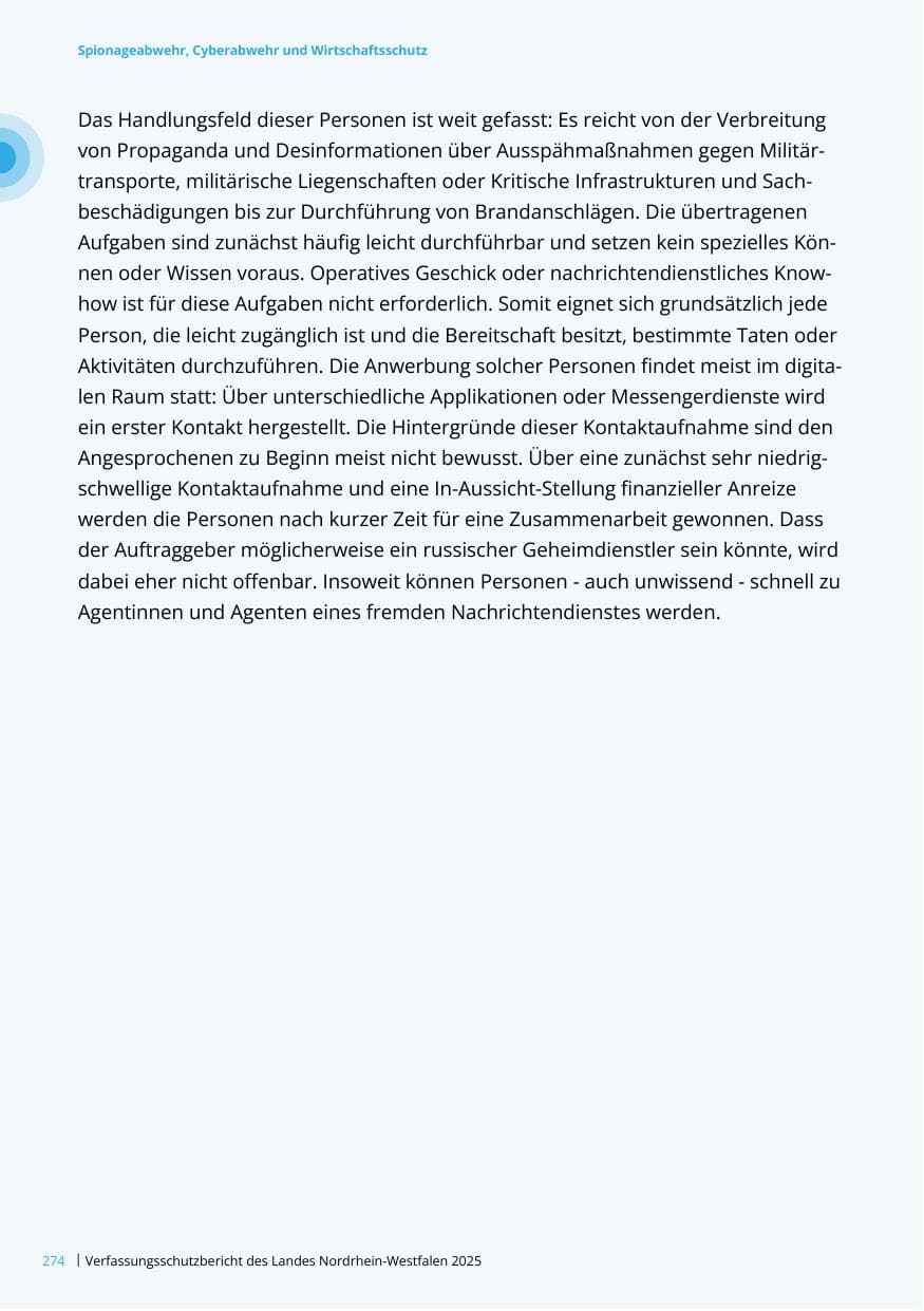 Seite 274 des Verfassungsschutzbericht 2025 Nordrhein-Westfalen