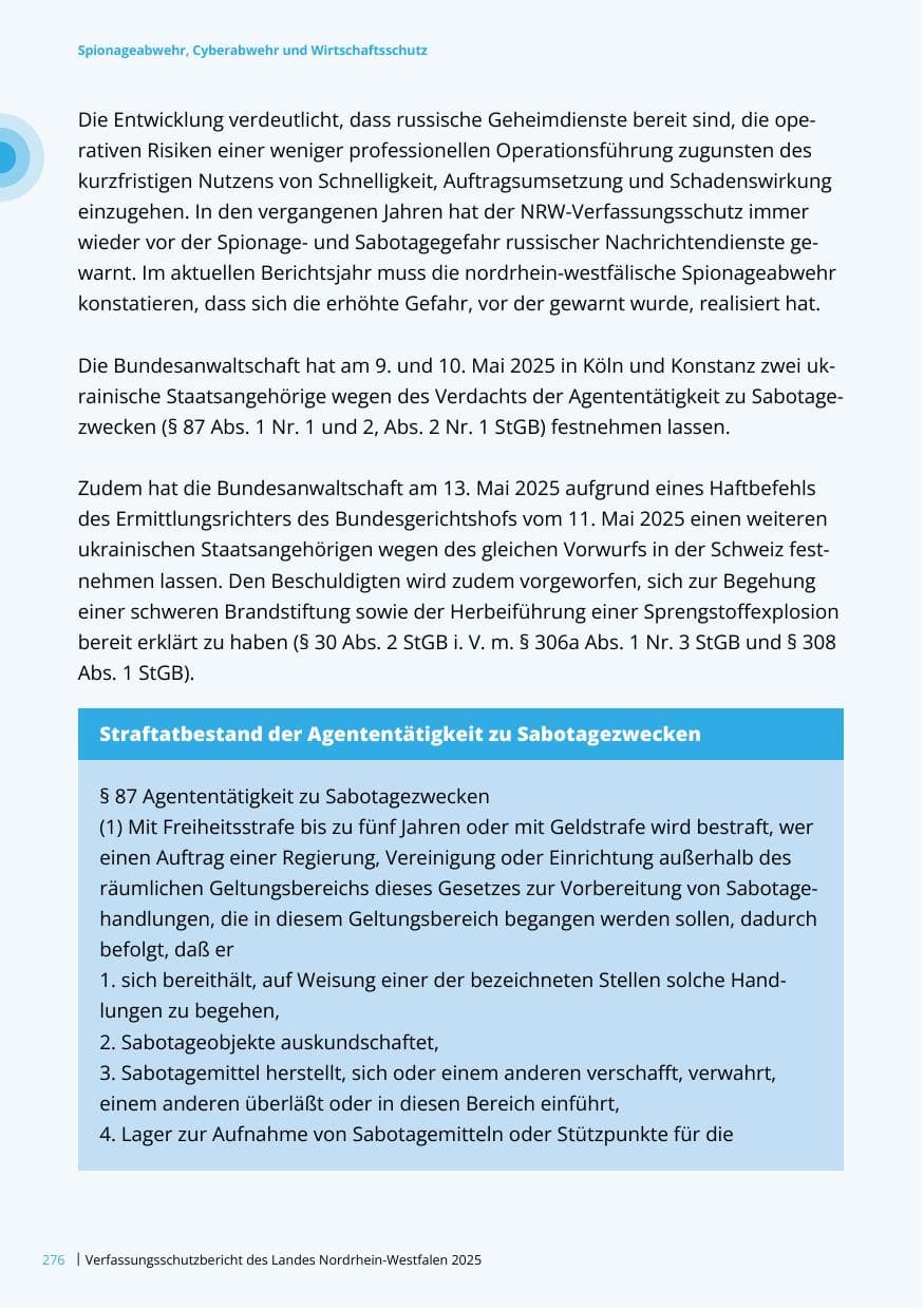 Seite 276 des Verfassungsschutzbericht 2025 Nordrhein-Westfalen