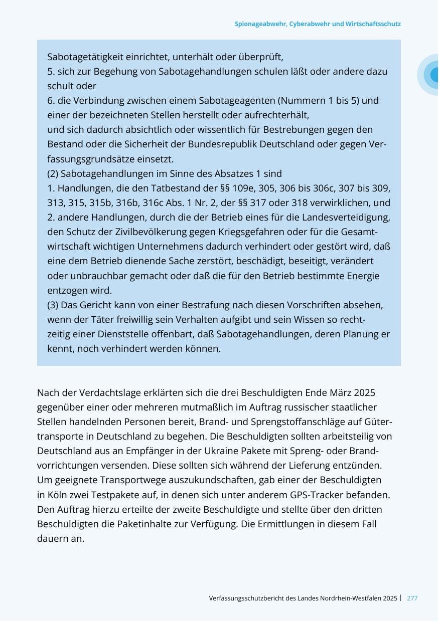 Seite 277 des Verfassungsschutzbericht 2025 Nordrhein-Westfalen