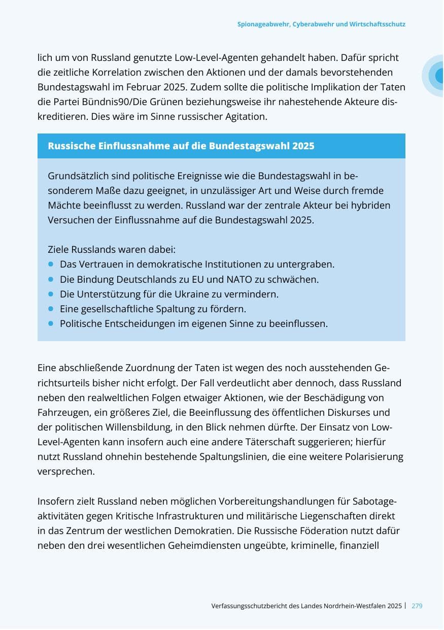Seite 279 des Verfassungsschutzbericht 2025 Nordrhein-Westfalen