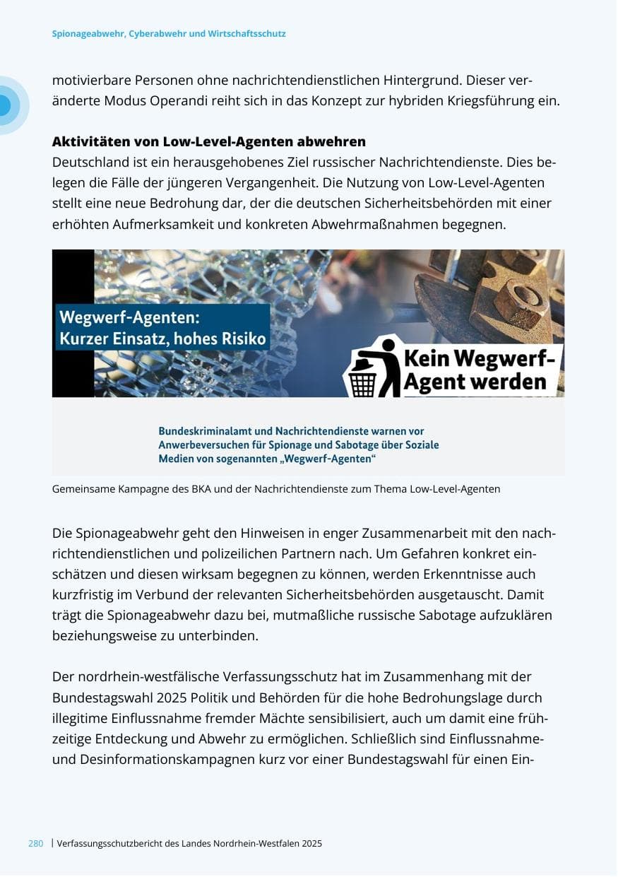 Seite 280 des Verfassungsschutzbericht 2025 Nordrhein-Westfalen