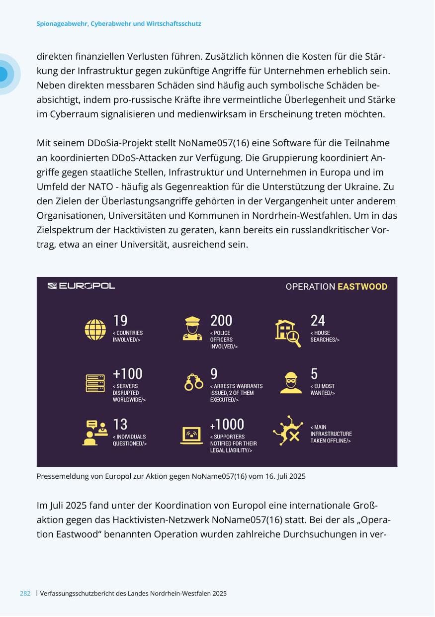 Seite 282 des Verfassungsschutzbericht 2025 Nordrhein-Westfalen