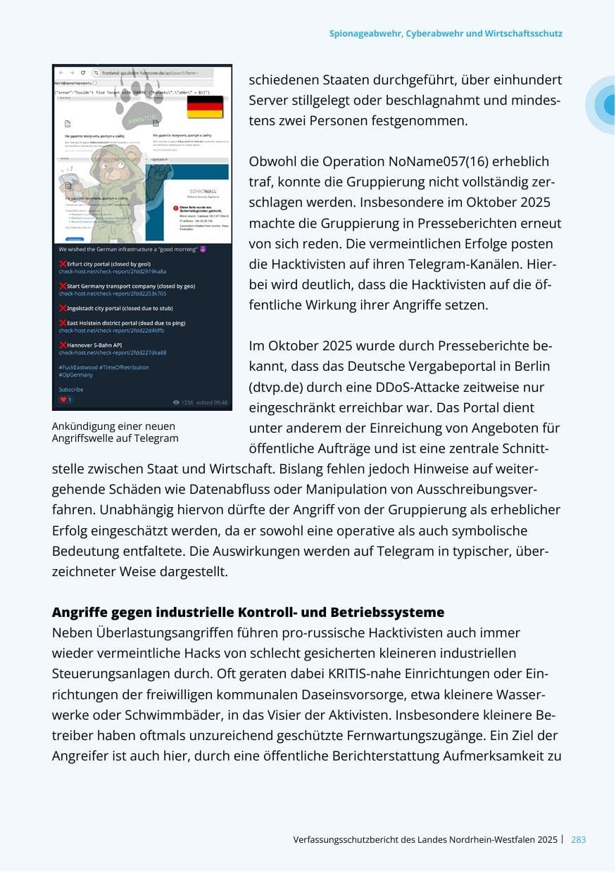 Seite 283 des Verfassungsschutzbericht 2025 Nordrhein-Westfalen
