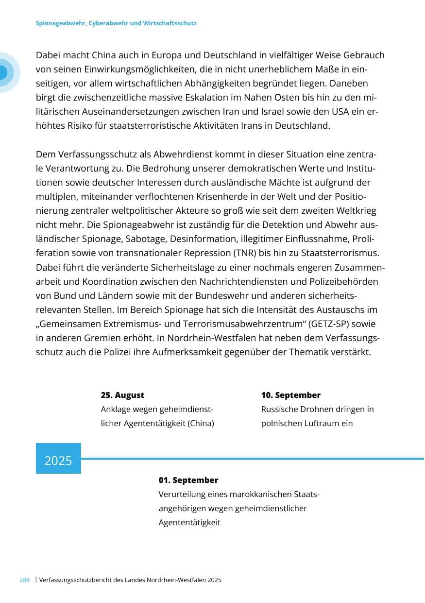 Seite 288 des Verfassungsschutzbericht 2025 Nordrhein-Westfalen