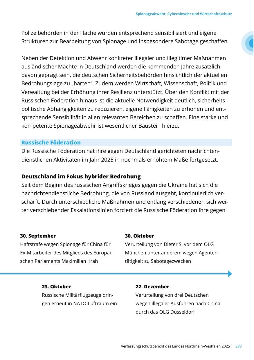 Seite 289 des Verfassungsschutzbericht 2025 Nordrhein-Westfalen
