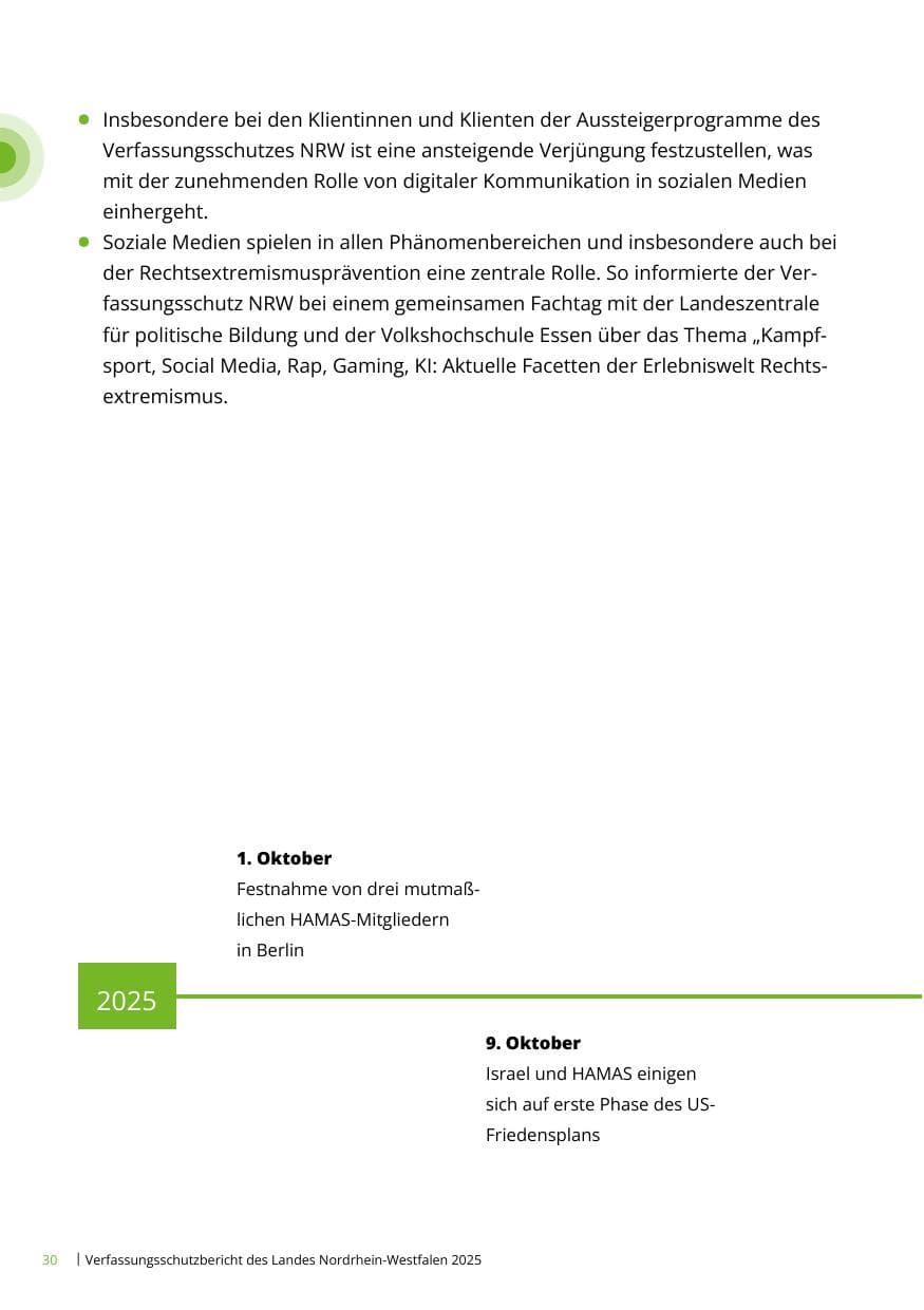 Seite 30 des Verfassungsschutzbericht 2025 Nordrhein-Westfalen