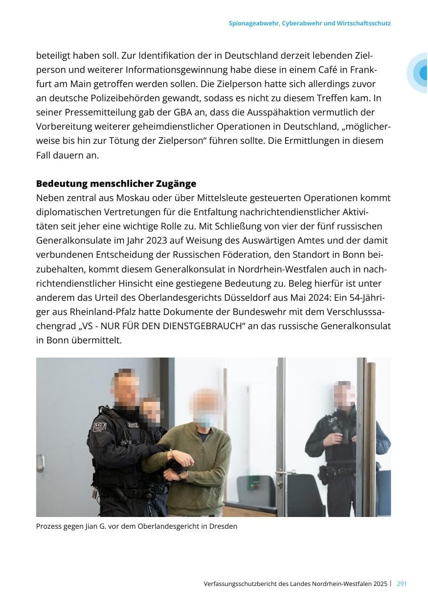 Seite 291 des Verfassungsschutzbericht 2025 Nordrhein-Westfalen