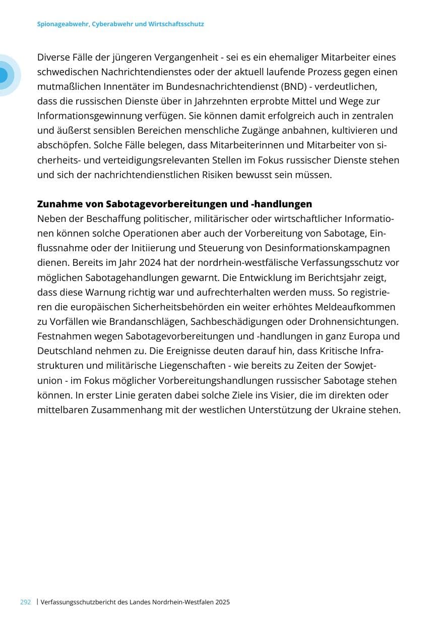 Seite 292 des Verfassungsschutzbericht 2025 Nordrhein-Westfalen