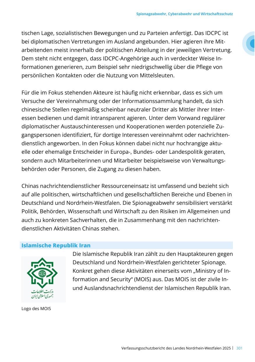 Seite 301 des Verfassungsschutzbericht 2025 Nordrhein-Westfalen