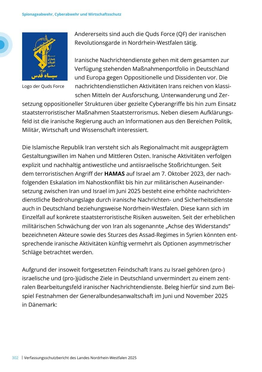 Seite 302 des Verfassungsschutzbericht 2025 Nordrhein-Westfalen