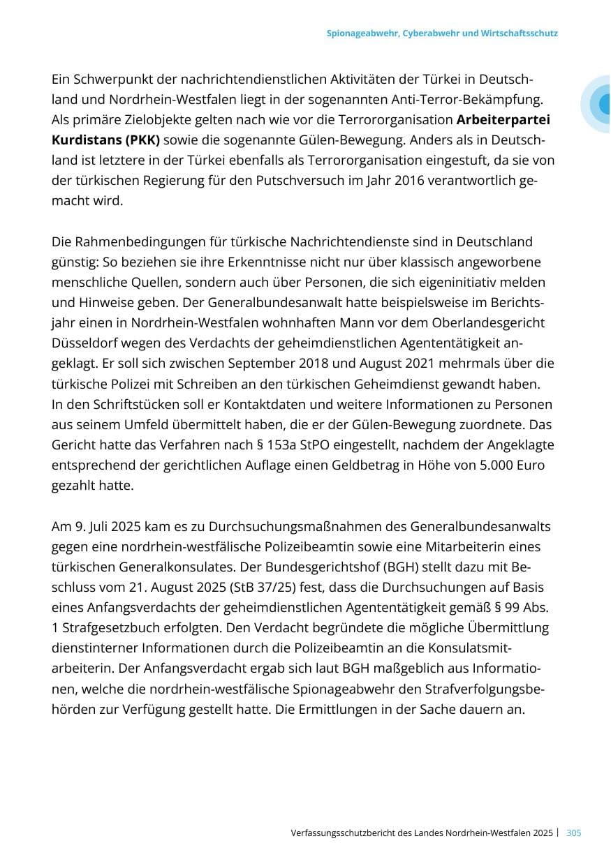 Seite 305 des Verfassungsschutzbericht 2025 Nordrhein-Westfalen