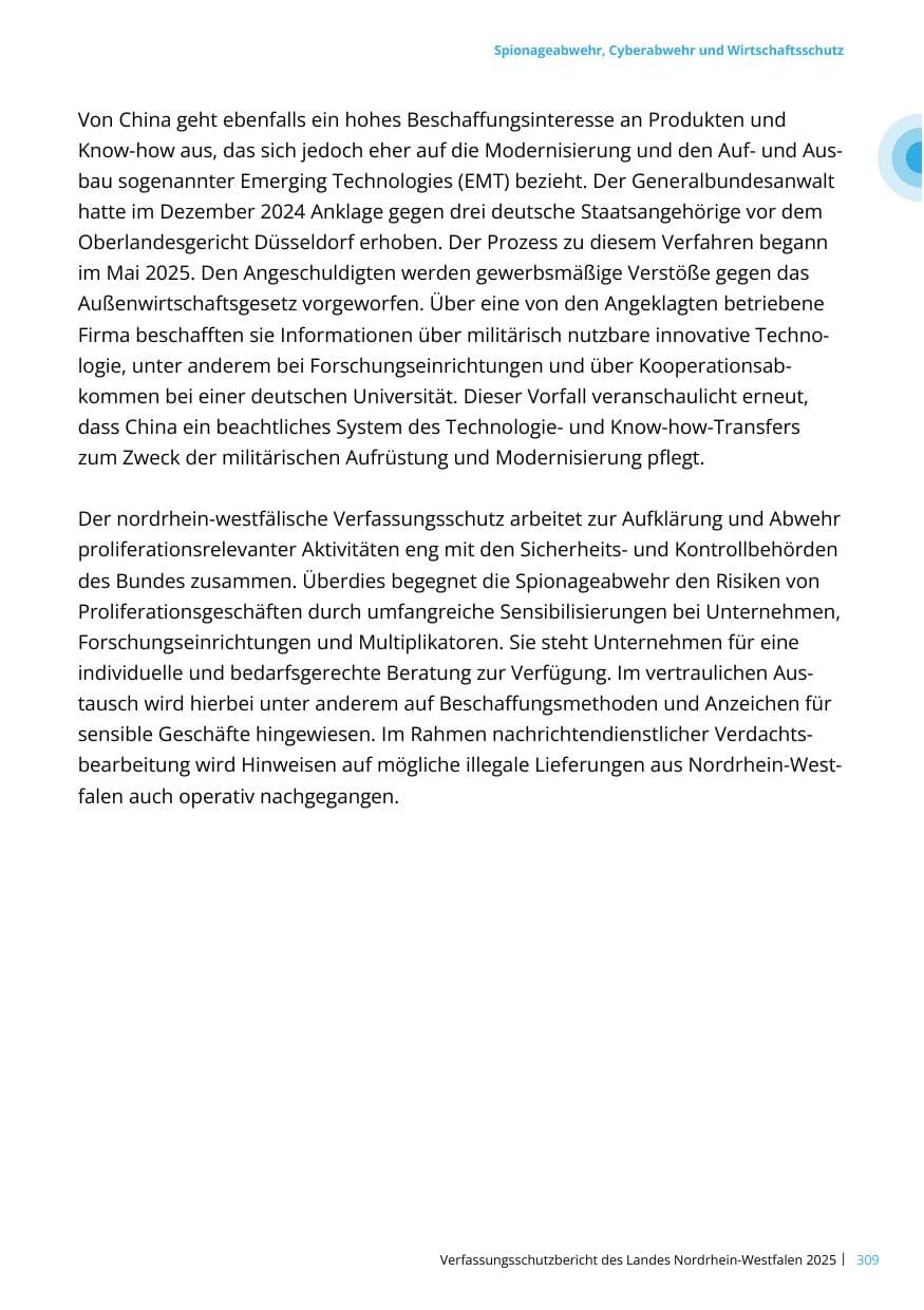 Seite 309 des Verfassungsschutzbericht 2025 Nordrhein-Westfalen