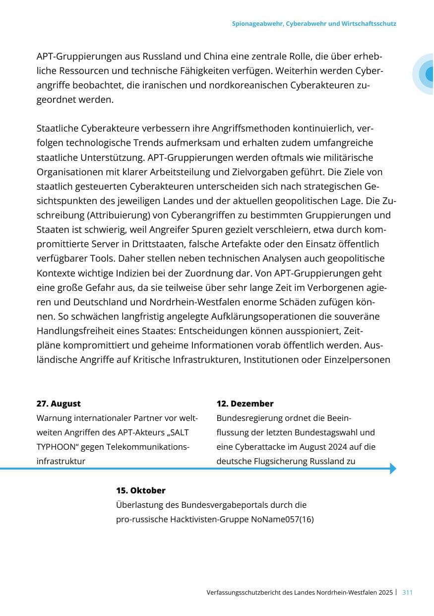 Seite 311 des Verfassungsschutzbericht 2025 Nordrhein-Westfalen