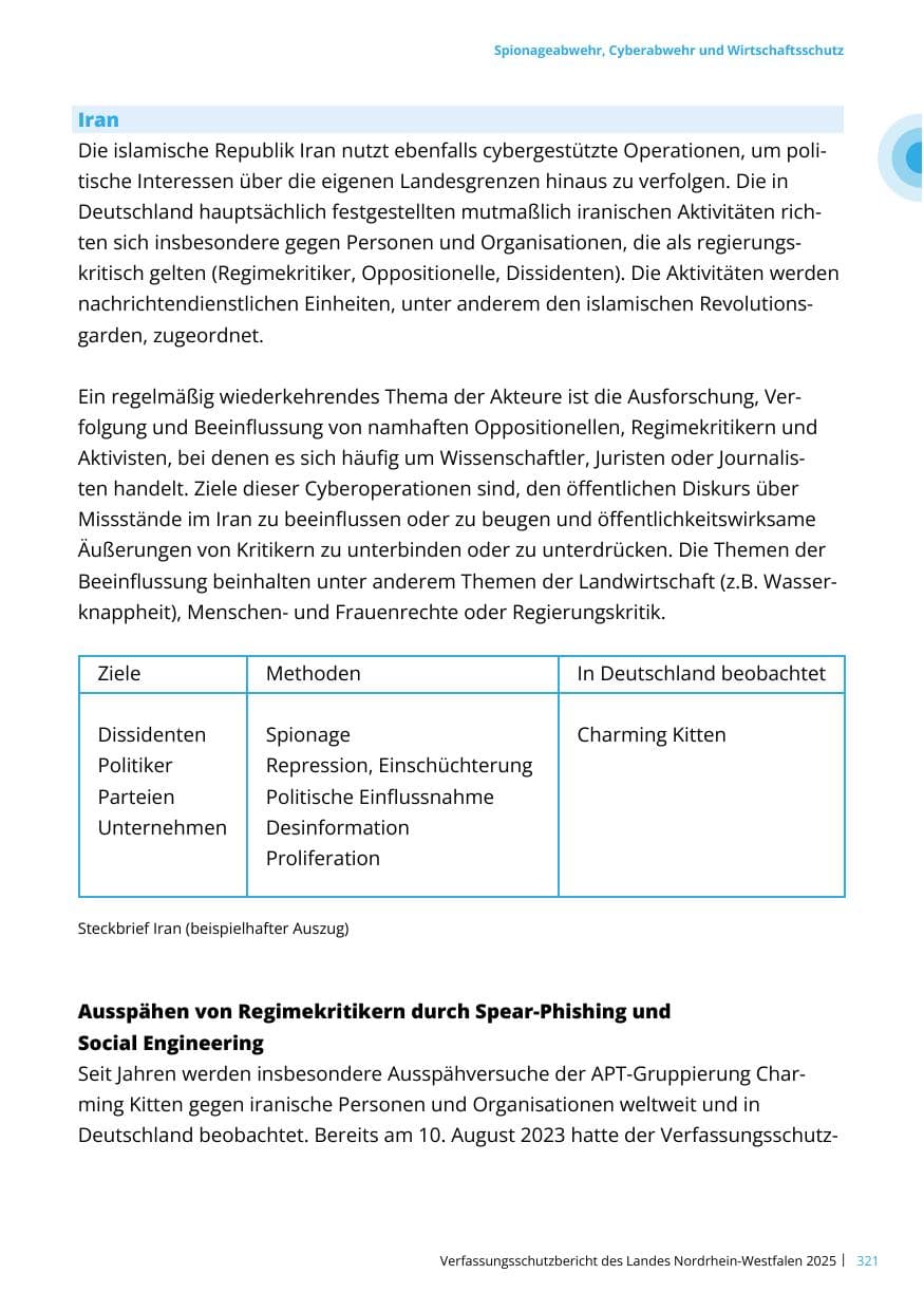 Seite 321 des Verfassungsschutzbericht 2025 Nordrhein-Westfalen