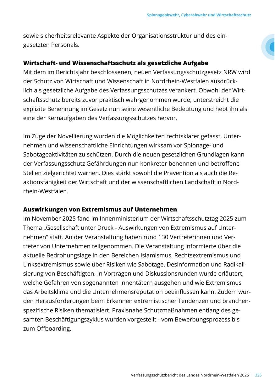 Seite 325 des Verfassungsschutzbericht 2025 Nordrhein-Westfalen