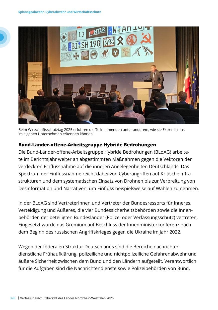 Seite 326 des Verfassungsschutzbericht 2025 Nordrhein-Westfalen