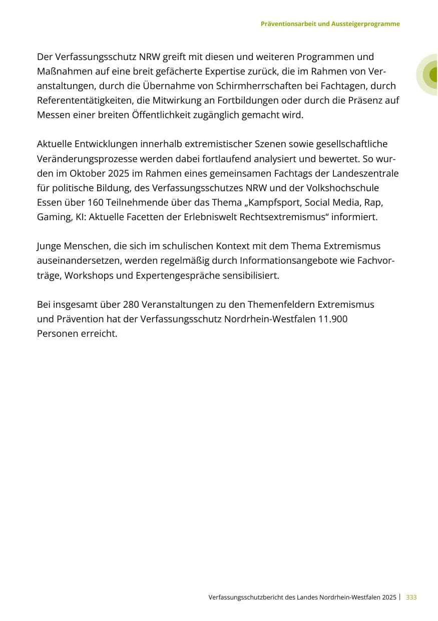 Seite 333 des Verfassungsschutzbericht 2025 Nordrhein-Westfalen
