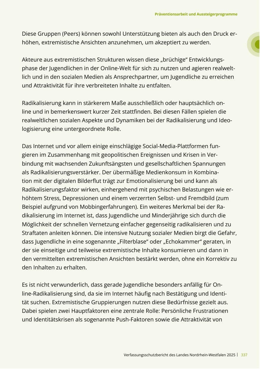 Seite 337 des Verfassungsschutzbericht 2025 Nordrhein-Westfalen