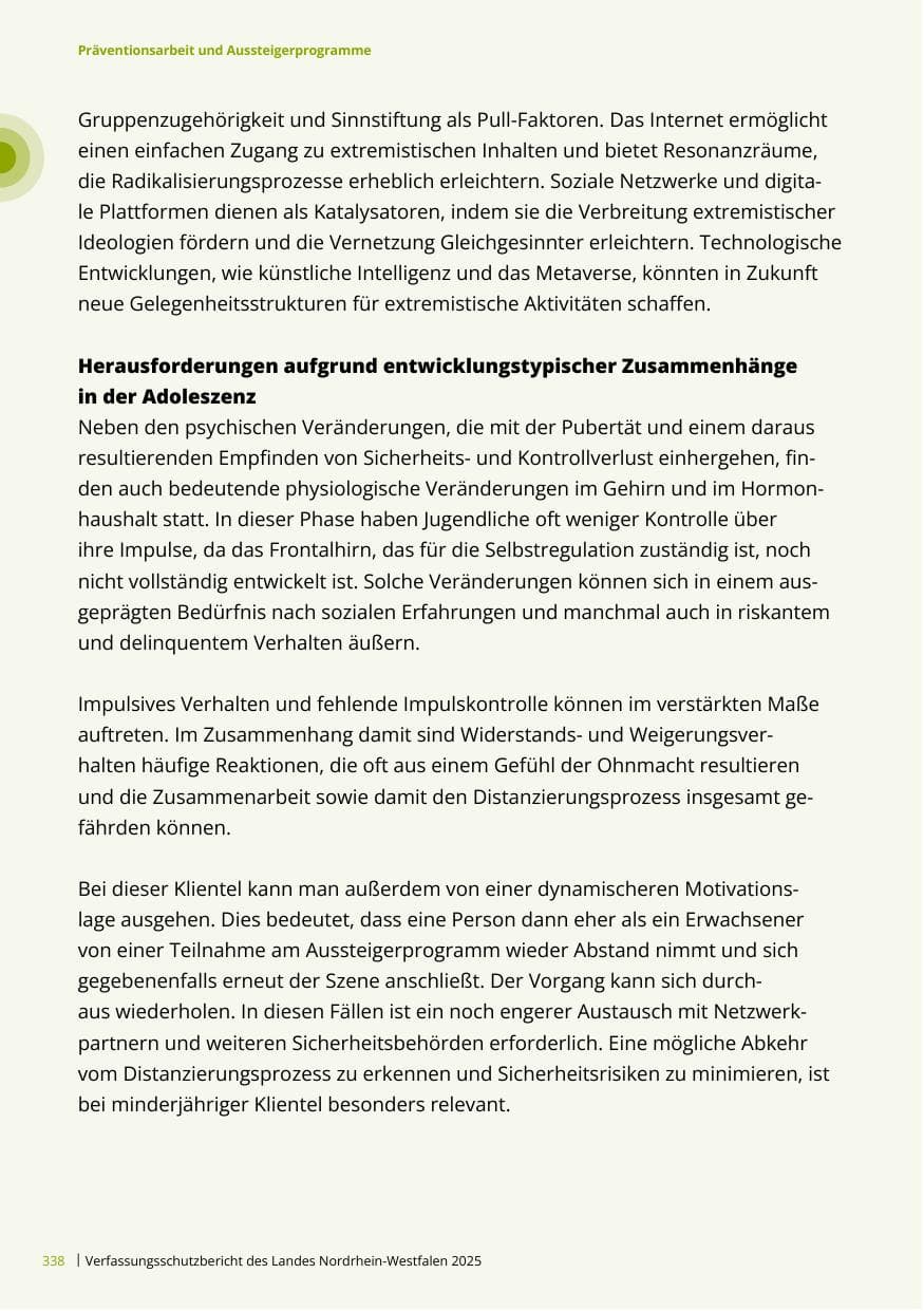 Seite 338 des Verfassungsschutzbericht 2025 Nordrhein-Westfalen